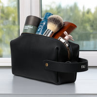 Personalized Leather Dopp Kit with Zipper Pull