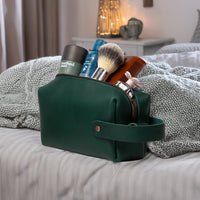 Personalized Leather Dopp Kit with Zipper Pull