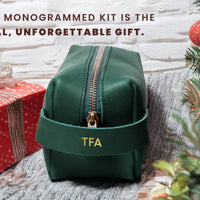 Personalized Leather Dopp Kit with Zipper Pull