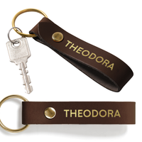 Double Sided Personalized Leather Keychain