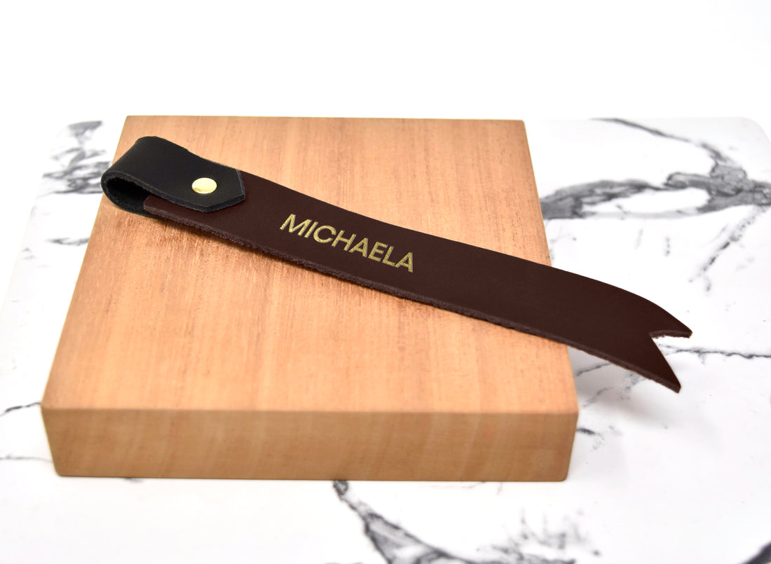 Two-Tone Personalized Leather Bookmark