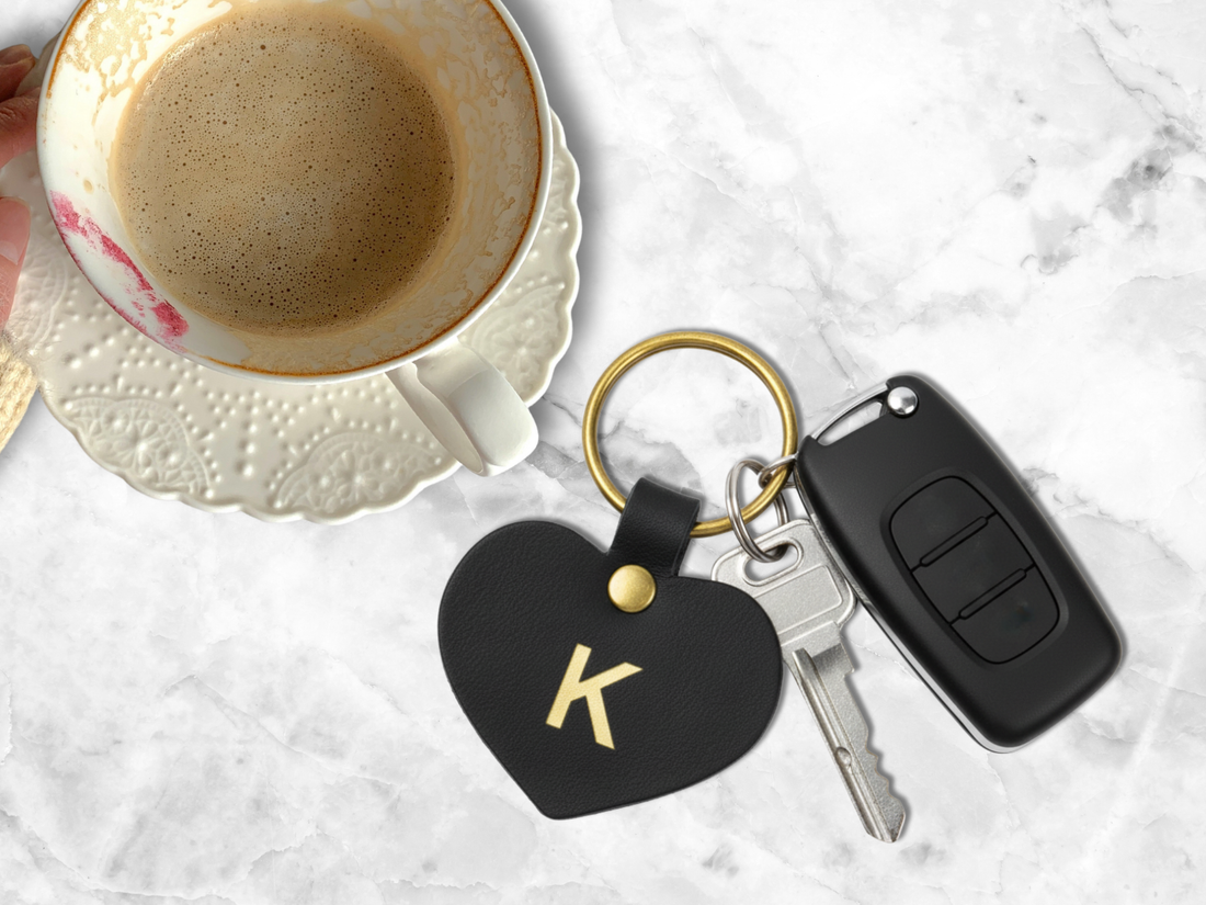 Personalized Leather Heart Keychain