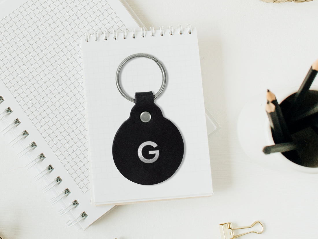 Personalized Leather Circle Key Fob