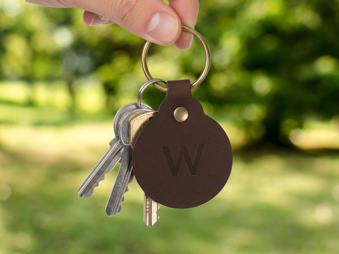 Personalized Leather Circle Key Fob