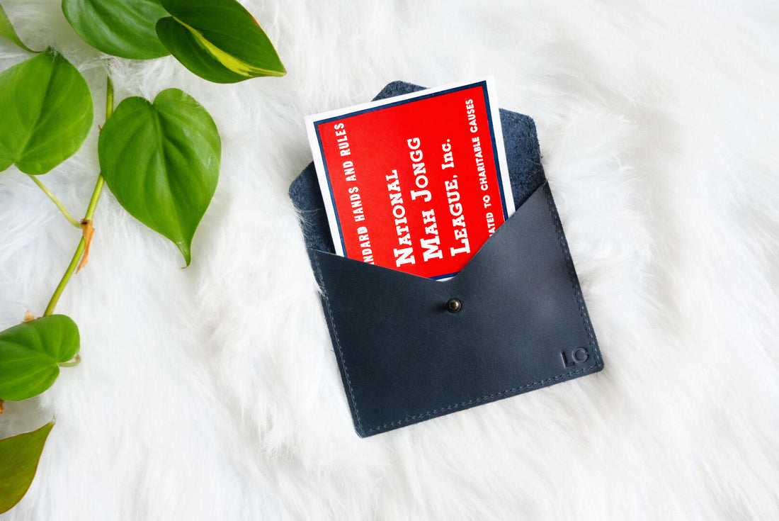 Personalized Full Grain Leather Mahjong Card Holder | Mahjong Score Card Case | Mahjong Gift for Women