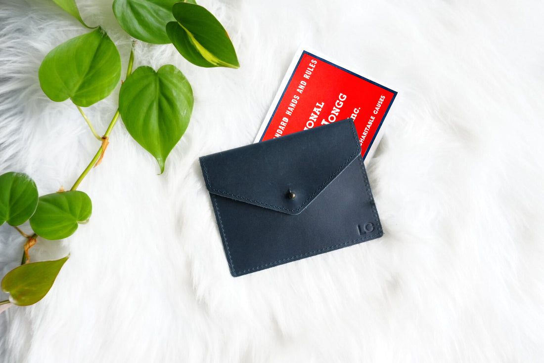 Personalized Full Grain Leather Mahjong Card Holder | Mahjong Score Card Case | Mahjong Gift for Women