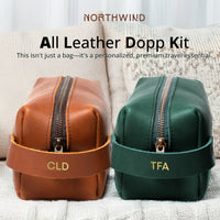 Personalized Leather Dopp Kit with Zipper Pull