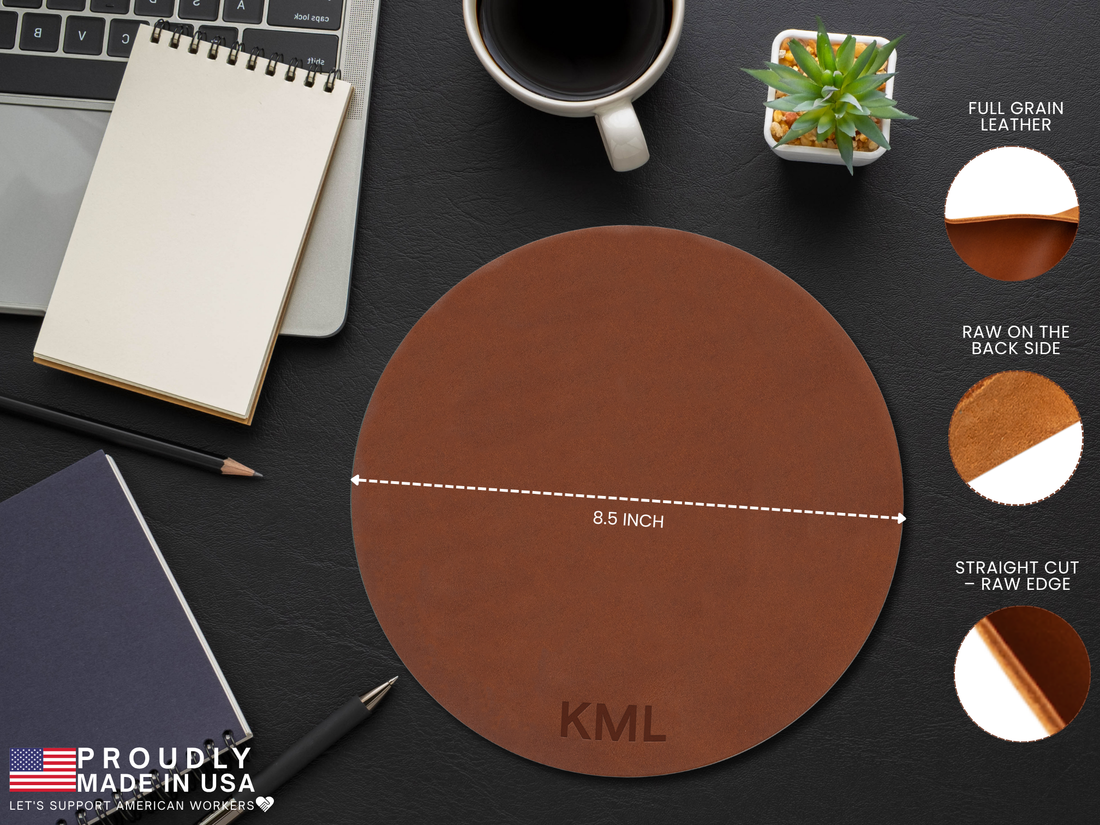 Personalized Round Leather Mouse Pad