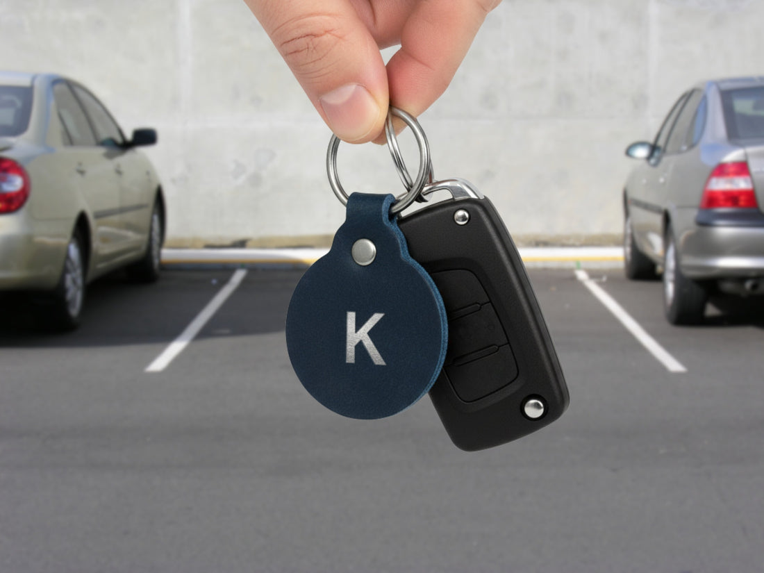 Personalized Leather Circle Key Fob