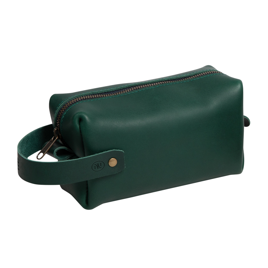 Personalized Leather Dopp Kit with Zipper Pull