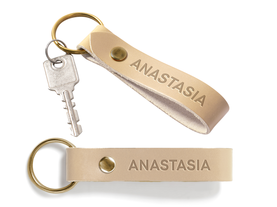 Double Sided Personalized Leather Keychain