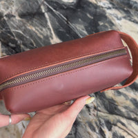 Personalized Leather Dopp Kit with Zipper Pull