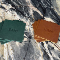 Personalized Leather Square Coasters - Set of 4