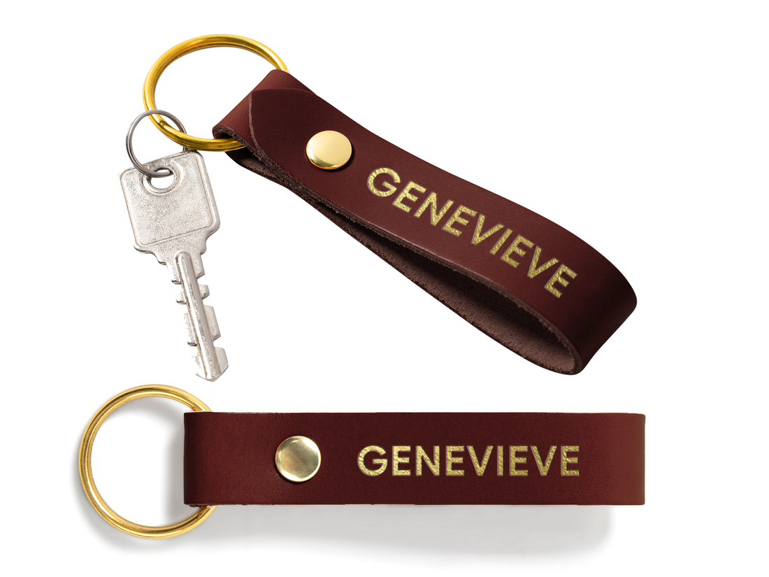 Double Sided Personalized Leather Keychain