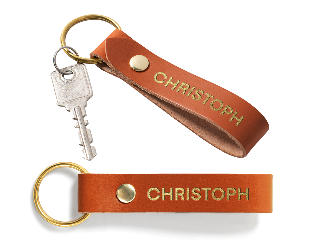 Double Sided Personalized Leather Keychain