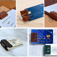 Personalized Leather Clip Money Holder (Set of 3)